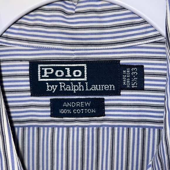Mens Polo Ralph Lauren ANDREW style button shirt size 15.5 x 33 cufflink sleeve - Picture 3 of 6